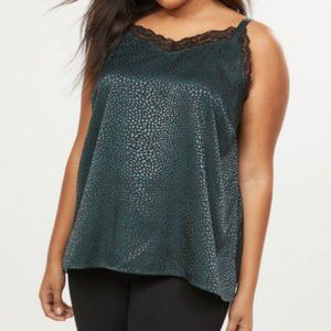 Lane Bryant 28 green / black shimmer cami plus